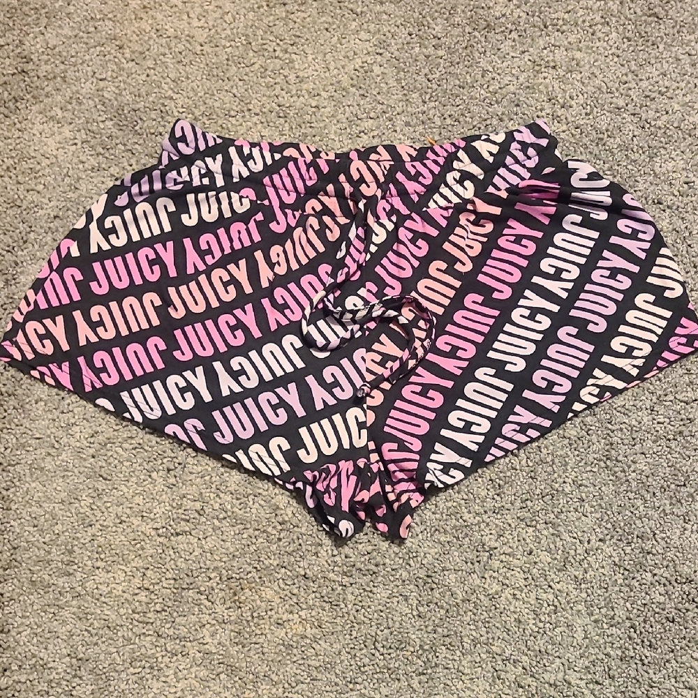 Juicy Couture Black and Pink Logo Print Shorts